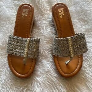 Jessica Cline Silver/brown platform sandals